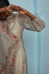 Prama By Pratima Pandey Beige Silk Chanderi Round Embroidered Tunic Online at Aza Fashions Prama By Pratima Pandey_Beige Silk Chanderi Round Embroidered Tunic _Online_at_Aza_Fashions