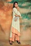 Shilpi Gupta_Green Organic Rayon Embroidery Round Layered Kurta And Palazzo Set _Online_at_Aza_Fashions