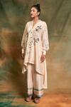 Shilpi Gupta_White Silk Chanderi Embroidery Mandarin Collar Kurta And Palazzo Set _Online_at_Aza_Fashions