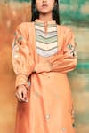 Buy_Shilpi Gupta_Orange Silk Chanderi Embroidery Mandarin Collar Kurta And Palazzo Set _Online_at_Aza_Fashions