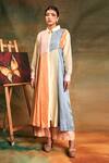 Buy_Shilpi Gupta_Multi Color Silk Chanderi Embroidery Collared Neck Tunic _at_Aza_Fashions