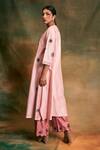 Shop_Shilpi Gupta_Pink Silk Chanderi Embroidery Round Kurta And Palazzo Set _at_Aza_Fashions