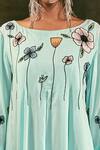 Buy_Shilpi Gupta_Blue Organic Rayon Embroidery Round Floral Dress _Online_at_Aza_Fashions