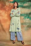 Buy Shilpi Gupta Blue Organic Rayon Round Embroidered Kurta And Palazzo Set at Aza Fashions Buy_Shilpi Gupta_Blue Organic Rayon Round Embroidered Kurta And Palazzo Set_at_Aza_Fashions
