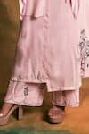 Buy_Shilpi Gupta_Pink Organic Rayon Embroidery Round Kurta And Palazzo Set _Online_at_Aza_Fashions