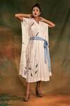 Buy_Shilpi Gupta_White Organic Rayon Embroidery V Neck Dress _at_Aza_Fashions