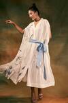 Shop_Shilpi Gupta_White Organic Rayon Embroidery V Neck Dress _at_Aza_Fashions