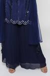 Bha sha_Blue Kurta  Dupion Silk Embroidered Mirror Tie-up Prachi Short Sharara Set _at_Aza_Fashions