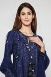 Shop_Bha sha_Blue Kurta  Dupion Silk Embroidered Mirror Tie-up Prachi Short Sharara Set _Online_at_Aza_Fashions