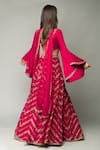 Shop_Prevasu_Fuchsia Hand Embroidered Zardozi Plunge Leaf Neck Chevron Lehenga Set  _at_Aza_Fashions