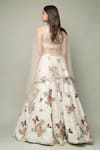 Shop_Prevasu_Ivory Sequins, Thread, Cut Beads And Mirror Halter Floral Embroidered Lehenga Set _at_Aza_Fashions
