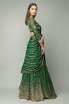 Shop_Prevasu_Green Georgette Hand Embroidered Zardozi Plunge Round Lehenga Set _at_Aza_Fashions