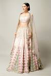 Buy_Prevasu_Pink Dupatta Net/tulle, Lehenga And Blossom Beauty Embroidered Bridal Set _at_Aza_Fashions