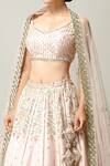 Prevasu_Pink Dupatta Net/tulle, Lehenga And Blossom Beauty Embroidered Bridal Set _Online_at_Aza_Fashions