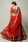 Prevasu_Red Dupatta Georgette, Lehenga And Blouse Raw Deewani Embroidered Bridal Set _Online_at_Aza_Fashions
