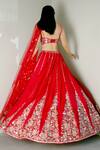 Shop_Prevasu_Red Dupatta Net, Lehenga And Blouse Blended Dilruba Embroidered Bridal Set _at_Aza_Fashions