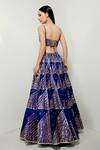 Shop_Prevasu_Blue Raw Silk Sequins V Neck Laila Embroidered Lehenga With Blouse _at_Aza_Fashions