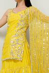 Prevasu_Yellow Kurta And Lehenga Blended Tussar Embroidery Sequin Roshni Set  _Online_at_Aza_Fashions