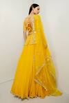 Shop_Prevasu_Yellow Belt Silk, Dupatta Organza, Lehenga And Peplum Suryamukhi Kurta Set _at_Aza_Fashions