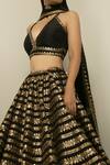 Shop_Prevasu_Black Blouse Raw Silk, Lehenga And Dupatta Georgette Zarin Embroidered Set _at_Aza_Fashions