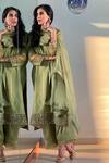Buy_Kanika Sharma_Green Satin, Silk, Tussar Embroidered Kurta Set _at_Aza_Fashions