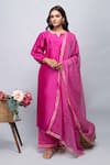 Kalakaari By Sagarika_Pink Chanderi Silk, Cotton Gota Patti, Embroidery Puffed Sleeve Kurta And Pant Set_Online_at_Aza_Fashions