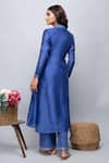 Shop_Kalakaari By Sagarika_Blue Cotton, Chanderi Silk Plain V Neck Kurta And Pant Set _at_Aza_Fashions