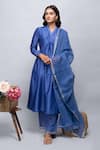 Buy_Kalakaari By Sagarika_Blue Chanderi Silk Plain Gathered Tunic For Kids_Online_at_Aza_Fashions