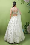 Shop Prevasu Ivory Blouse And Dupatta Net/tulle, Lehenga Floral Embroidered Bridal Set at Aza Fashions Shop_Prevasu_Ivory Blouse And Dupatta Net/tulle, Lehenga Floral Embroidered Bridal Set _at_Aza_Fashions