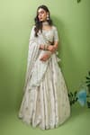 Buy_Prevasu_Ivory Crepe Silk Sequins, Micro Crystals, Zardozi Embroidered Bridal Lehenga Set _Online_at_Aza_Fashions