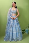 Buy_Prevasu_Blue Lehenga And Blouse Raw Silk Embroidery Geometric Bridal Set  _at_Aza_Fashions