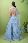 Shop_Prevasu_Blue Lehenga And Blouse Raw Silk Embroidery Geometric Bridal Set  _at_Aza_Fashions