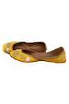 Shop_Kurrbat_Yellow Embroidered Floral Juttis _at_Aza_Fashions