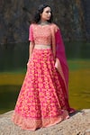 Shop Pooja Rajgarhia Gupta Pink Georgette And Organza Notched Embellished Lehenga Set at Aza Fashions Shop_Pooja Rajgarhia Gupta_Pink Georgette And Organza Notched Embellished Lehenga Set _at_Aza_Fashions
