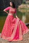 Pooja Rajgarhia Gupta Pink Georgette And Organza Notched Embellished Lehenga Set Online at Aza Fashions Pooja Rajgarhia Gupta_Pink Georgette And Organza Notched Embellished Lehenga Set _Online_at_Aza_Fashions
