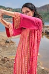 Pooja Rajgarhia Gupta Pink Georgette And Crepe Round Printed Kurta & Palazzo Set Online at Aza Fashions Pooja Rajgarhia Gupta_Pink Georgette And Crepe Round Printed Kurta & Palazzo Set _Online_at_Aza_Fashions