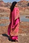 Shop Pooja Rajgarhia Gupta Pink Crepe V Neck Printed Kaftan Set at Aza Fashions Shop_Pooja Rajgarhia Gupta_Pink Crepe V Neck Printed Kaftan Set _at_Aza_Fashions