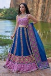 Pooja Rajgarhia Gupta_Blue Georgette And Organza Sweetheart Neck Printed Lehenga Set _Online_at_Aza_Fashions