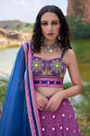 Pooja Rajgarhia Gupta_Blue Georgette And Organza Sweetheart Neck Printed Lehenga Set _at_Aza_Fashions