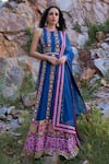Buy_Pooja Rajgarhia Gupta_Blue Georgette And Organza High Printed Anarkali With Dupatta _at_Aza_Fashions