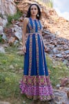 Shop_Pooja Rajgarhia Gupta_Blue Georgette And Organza High Printed Anarkali With Dupatta _at_Aza_Fashions