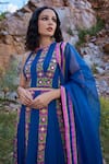 Buy_Pooja Rajgarhia Gupta_Blue Georgette And Organza High Printed Anarkali With Dupatta _Online_at_Aza_Fashions