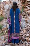 Shop_Pooja Rajgarhia Gupta_Blue Crepe V Neck Printed Kaftan Set _at_Aza_Fashions