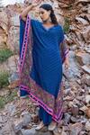Buy_Pooja Rajgarhia Gupta_Blue Crepe V Neck Printed Kaftan Set _Online_at_Aza_Fashions