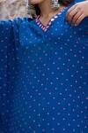 Pooja Rajgarhia Gupta_Blue Crepe V Neck Printed Kaftan Set _at_Aza_Fashions