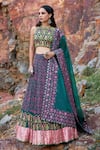 Buy_Pooja Rajgarhia Gupta_Green Georgette And Organza Embroidery High Printed Lehenga Set _at_Aza_Fashions