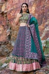 Shop_Pooja Rajgarhia Gupta_Green Georgette And Organza Embroidery High Printed Lehenga Set _at_Aza_Fashions