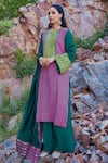 Shop_Pooja Rajgarhia Gupta_Green Georgette And Organza Round Printed Kurta & Palazzo Set _at_Aza_Fashions