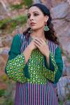 Pooja Rajgarhia Gupta_Green Georgette And Organza Round Printed Kurta & Palazzo Set _at_Aza_Fashions