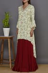 Buy_Ariyana Couture_Cream Modal Satin Printed Kurta Lehenga Set_Online_at_Aza_Fashions